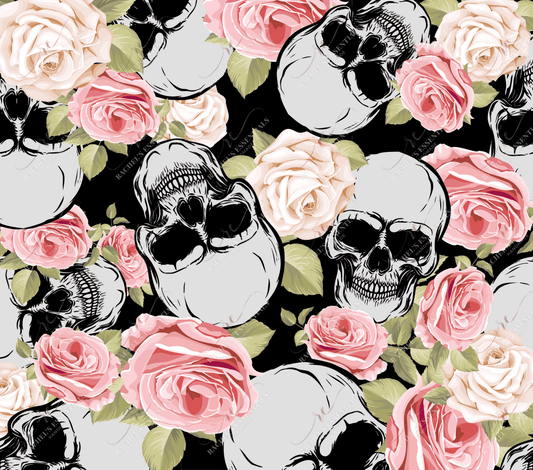 Skulls And Flowers Wrap- Ready To Press Sublimation Transfer Print Sublimation