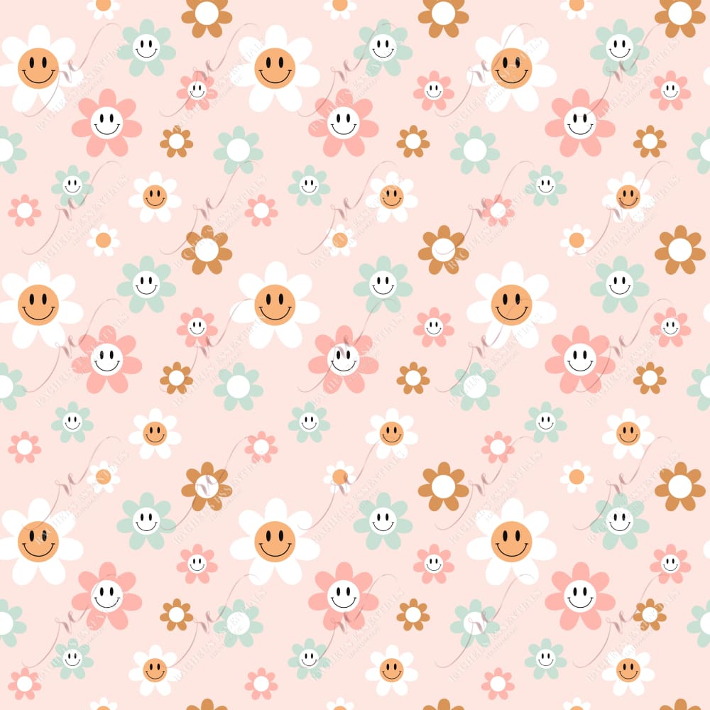 Smiley Face Flowers Pink - 20Oz Straight Vinyl Wrap