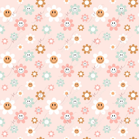 Smiley Face Flowers Pink - 20Oz Straight Vinyl Wrap