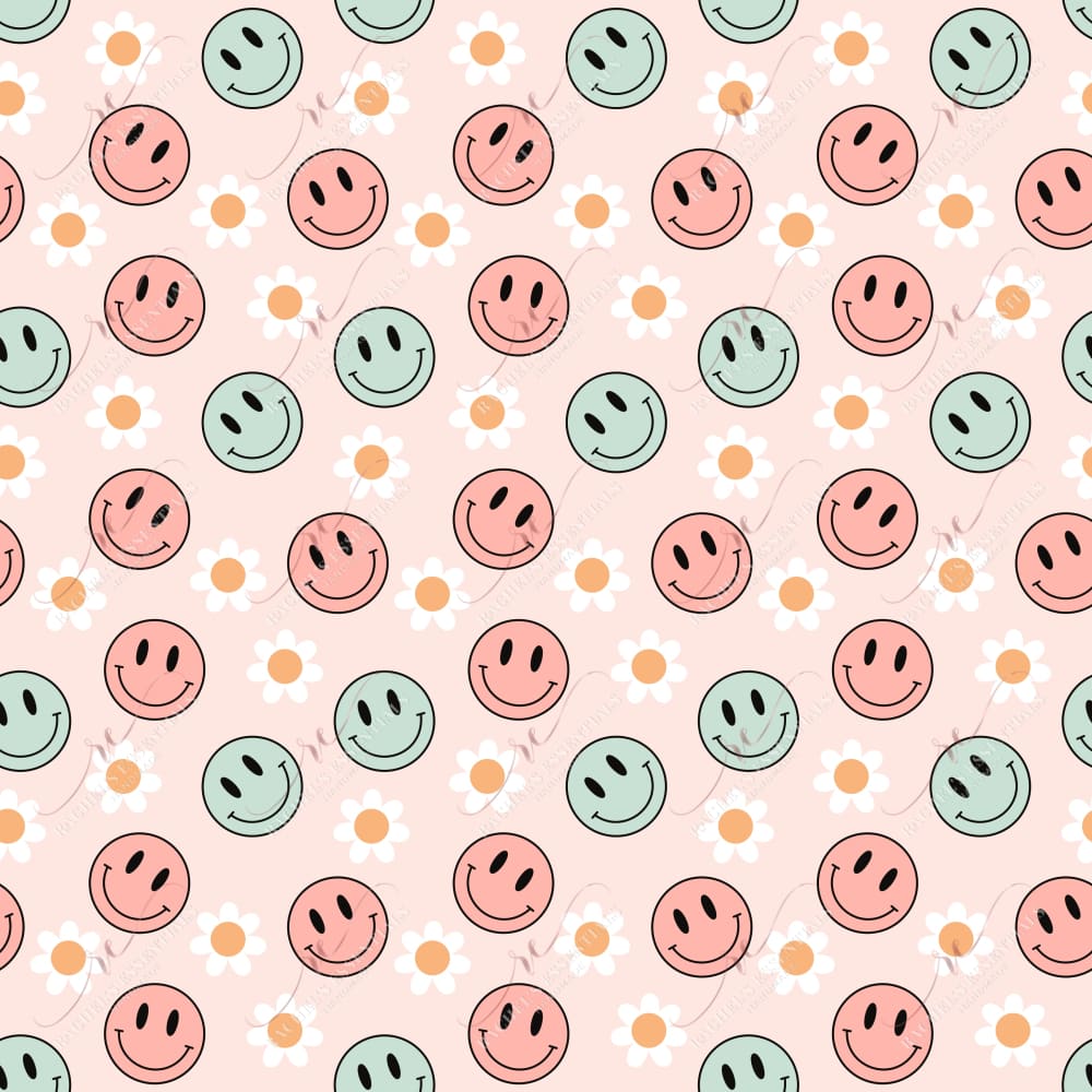 Smiley Faces And Flowers Pink - 20Oz Straight Vinyl Wrap
