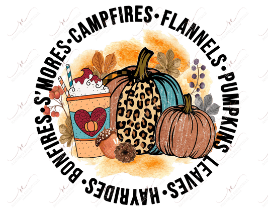 Smores Campfires Flannels Pumpkins - Ready To Press Sublimation Transfer Print Sublimation