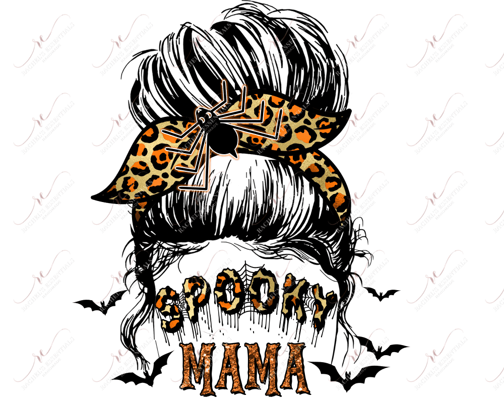 Spooky Mama Messy Bun - Ready To Press Sublimation Transfer Print Sublimation