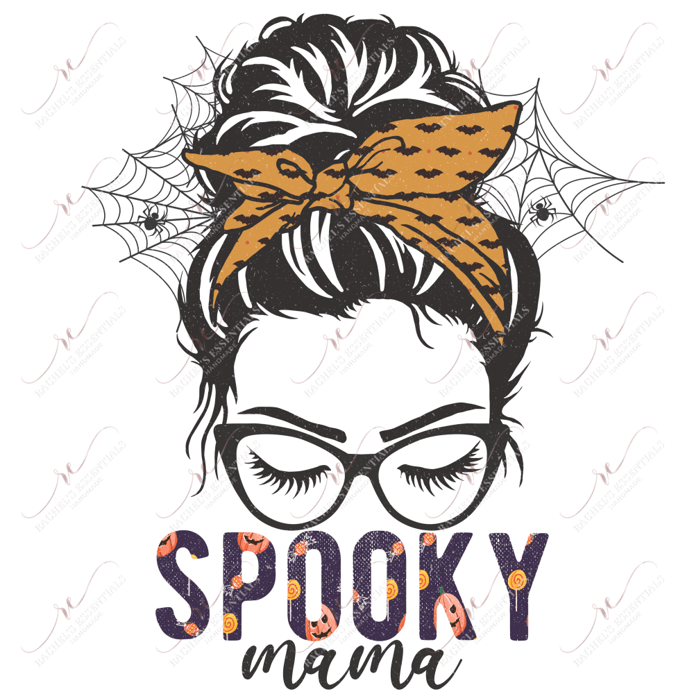 Sublimation 1.99 Spooky mama messy bun - ready to press sublimation transfer print freeshipping - Rachel's Essentials