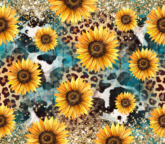 Sunflower Cowhide Leopard - Ready To Press Sublimation Transfer Print Sublimation