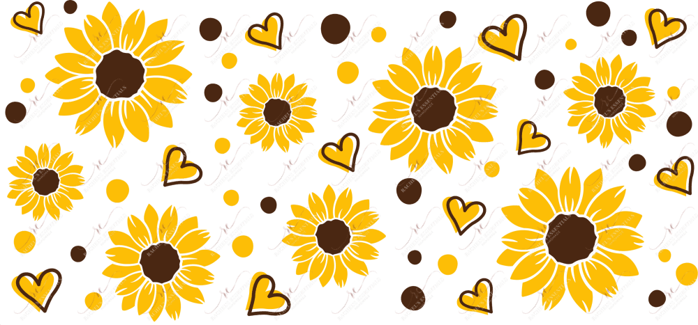 Sunflowers And Hearts - Ready To Press Sublimation Transfer Print Sublimation