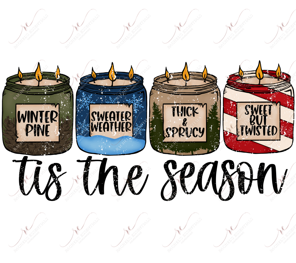 Tis The Season Winter Candles - Ready To Press Sublimation Transfer Print Sublimation