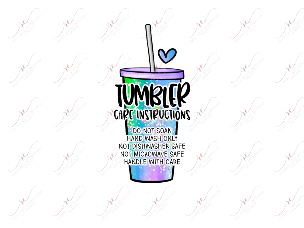 Tumbler Care Instructions Purple - Business Sticker Set