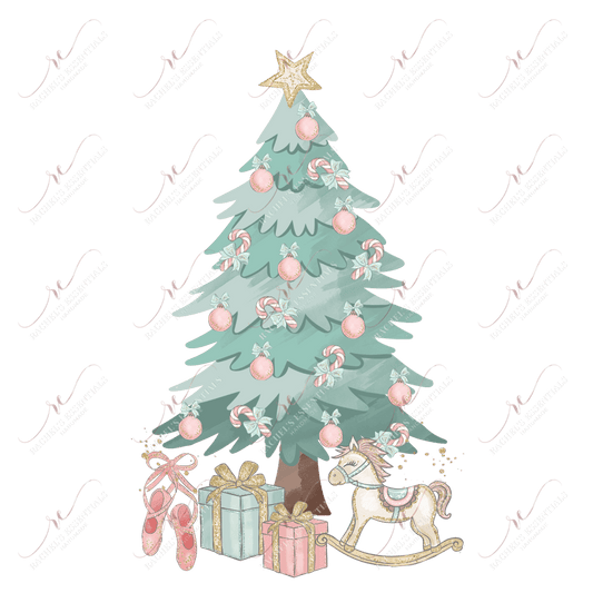 Vintage Christmas Tree Presents - Clear Cast Decal