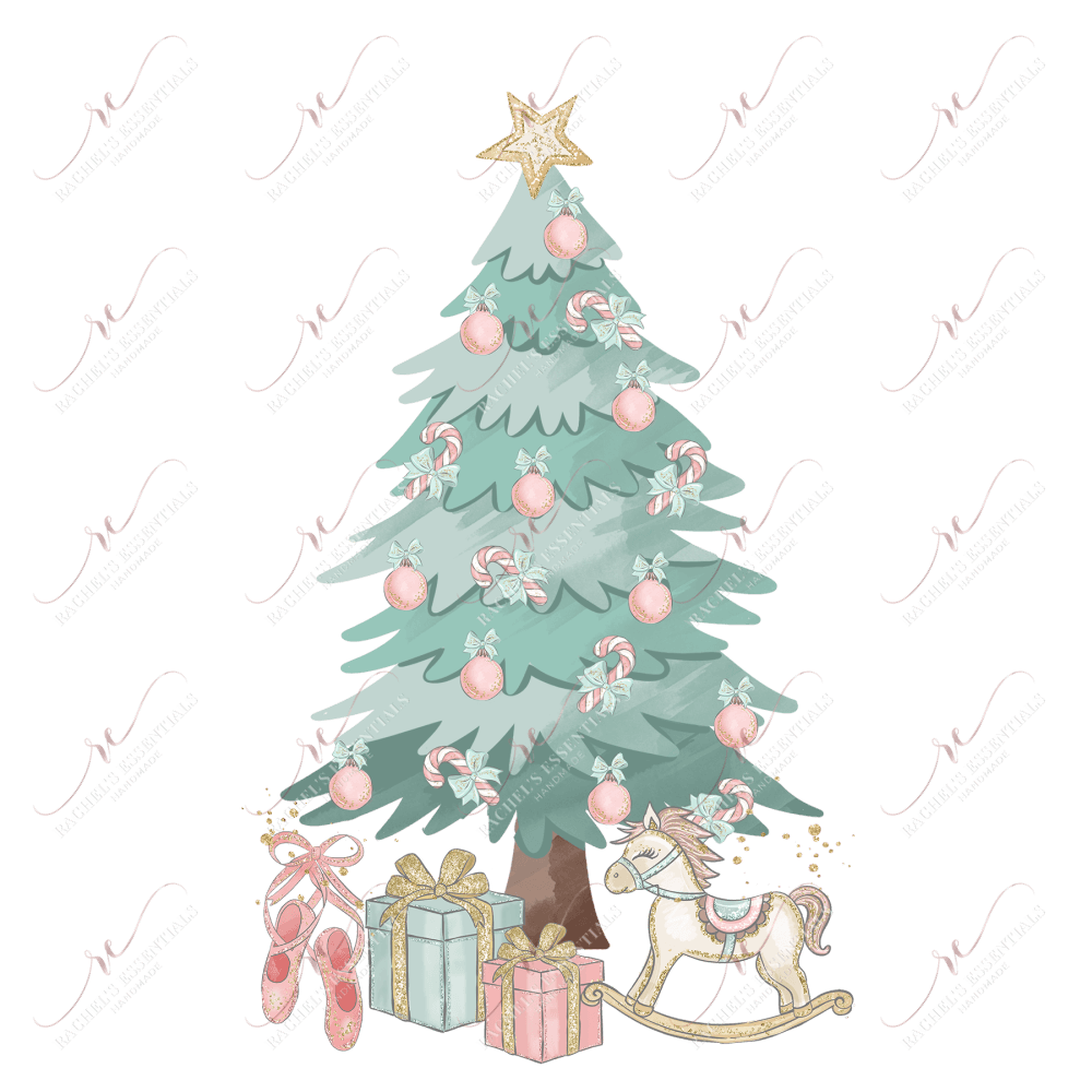 Vintage Christmas Tree Presents - Ready To Press Sublimation Transfer Print Sublimation