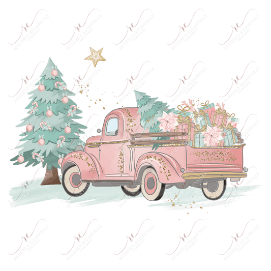 Vintage Christmas Truck - Ready To Press Sublimation Transfer Print Sublimation