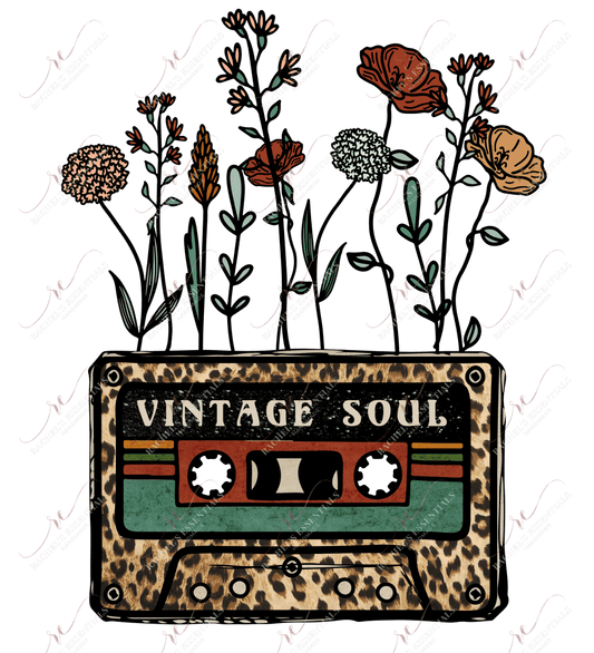 Vintage Soul Cassette And Flowers - Ready To Press Sublimation Transfer Print Sublimation