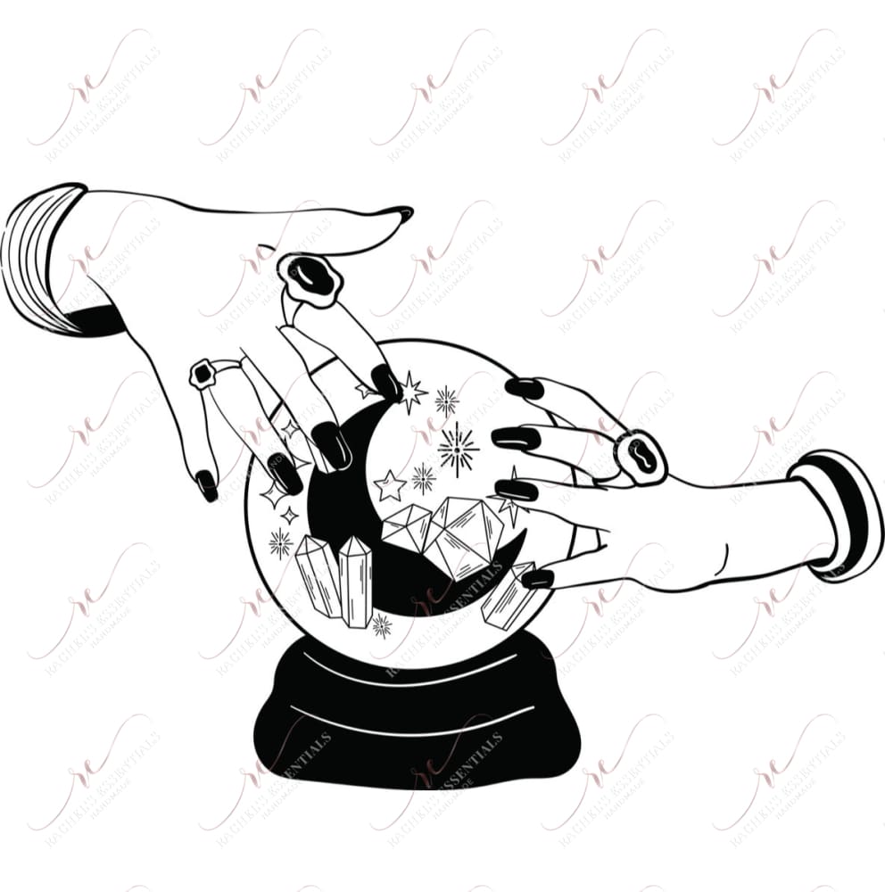 Witchy Hands Crystal Ball - Ready To Press Sublimation Transfer Print Sublimation